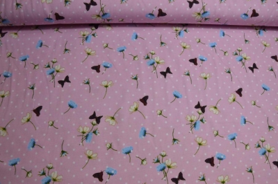 Jersey | Schmetterlinge Blumen | rosa